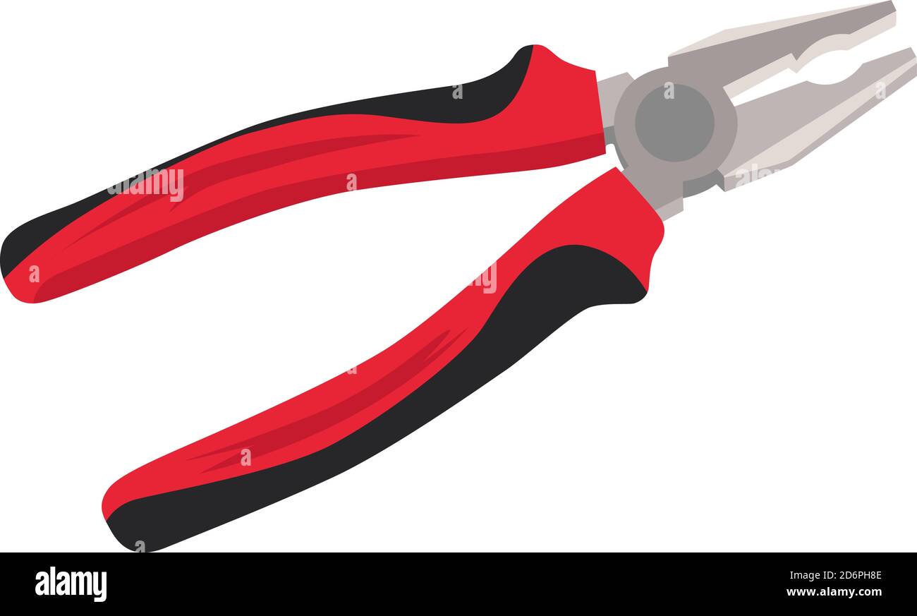 Red pliers ,illustration, vector on white background. Stock Vector