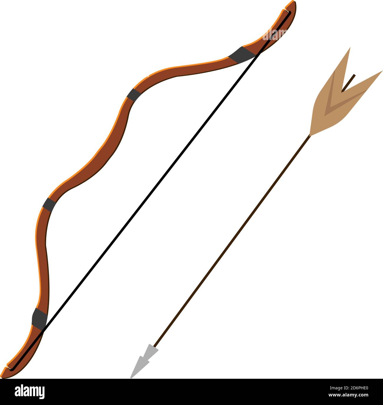 Bow and arrow ,illustration, vector on white background. Stock Vector
