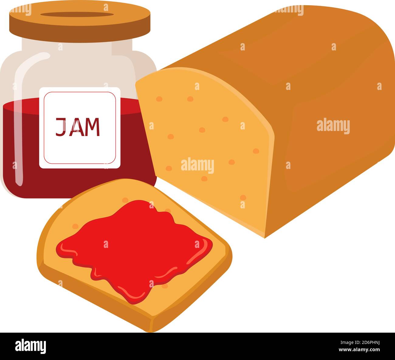 Bread and jam ,illustration, vector on white background Stock Vector