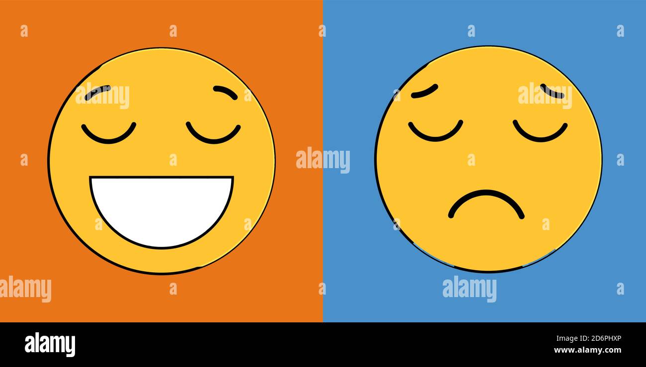 Sad and happy emoji,illustration, vector on white background Stock Vector  Image & Art - Alamy