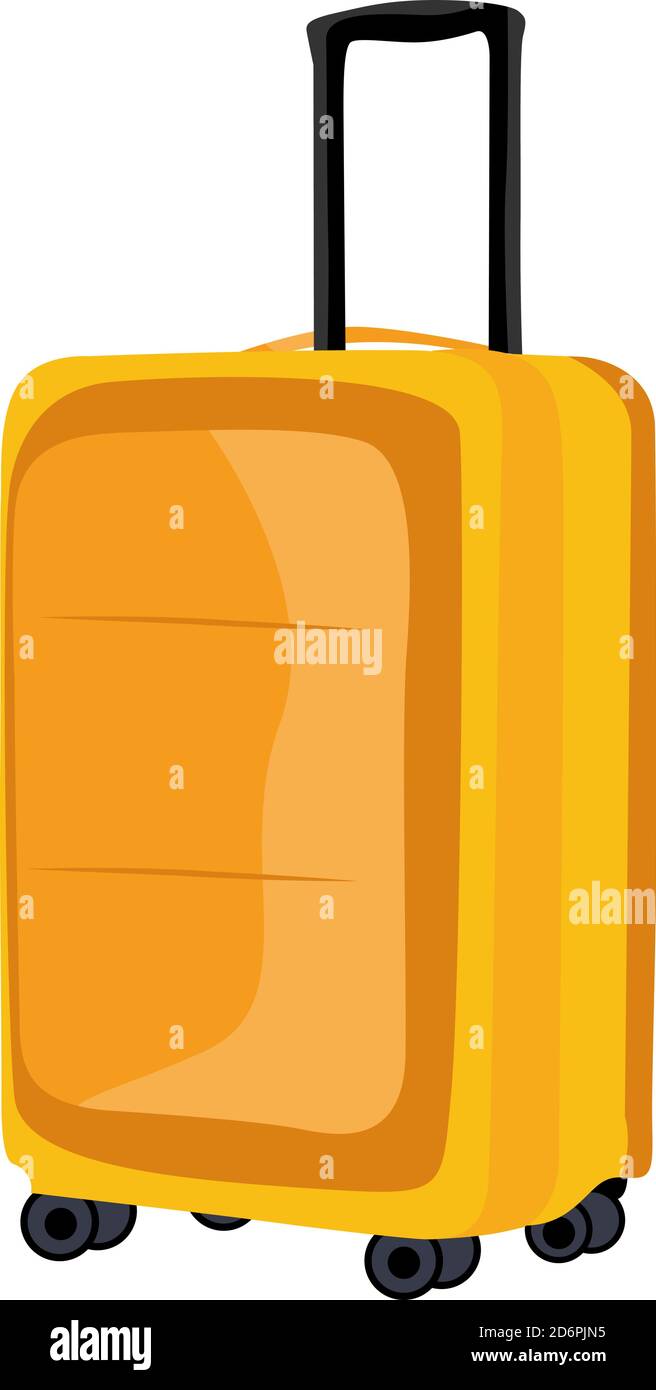 Yellow suitcase ,illustration, vector on white background. Stock Vector