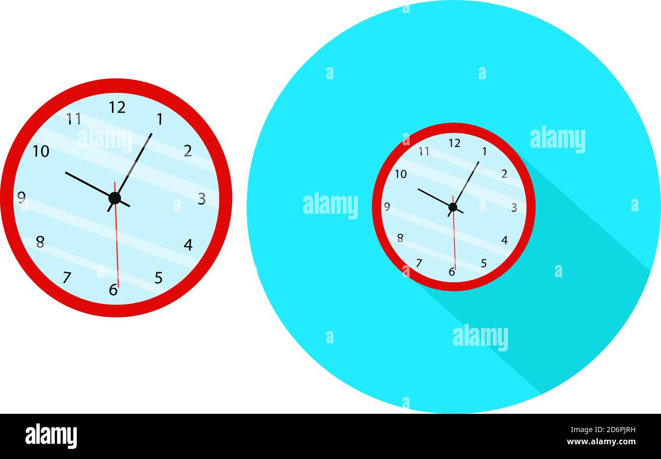 Red clock ,illustration, vector on white background Stock Vector Image