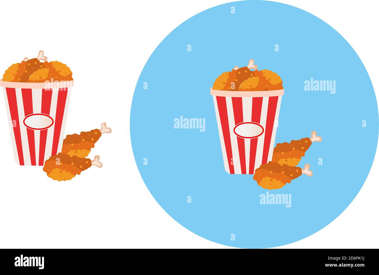 Fried chicken ,illustration, vector on white background. Stock Vector
