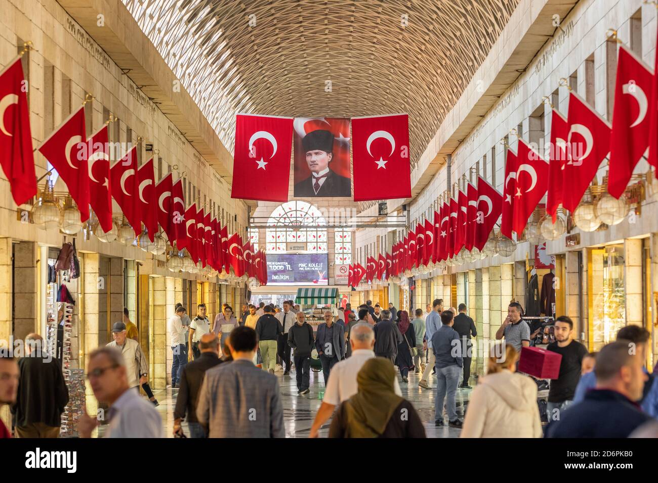 Modern and renewed part of the Grand Bazaar in Bursa city. Stock Photo
