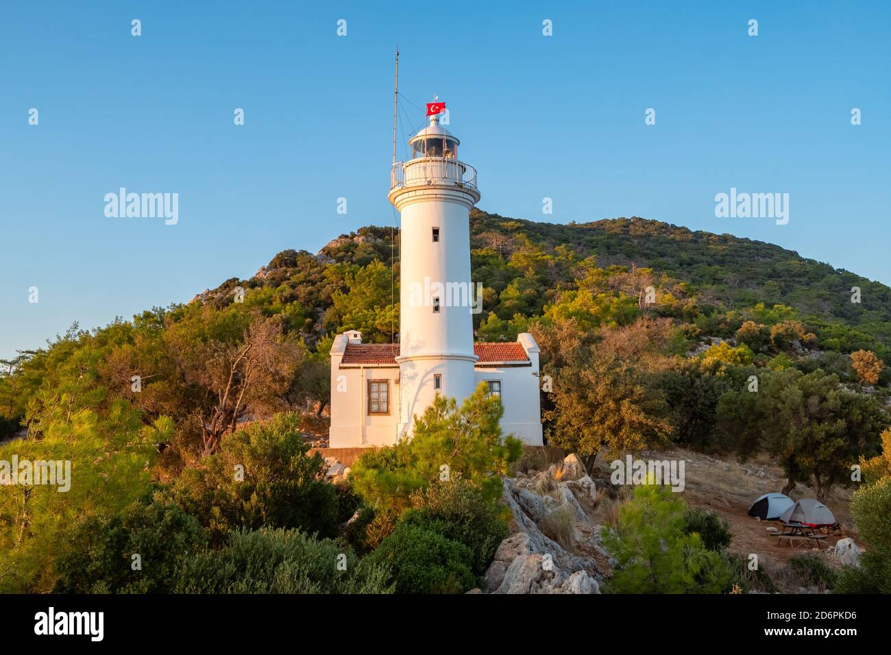 Lighthouse at Gelidonya cape in Mediterranean sea, Antalya. Stock Photo