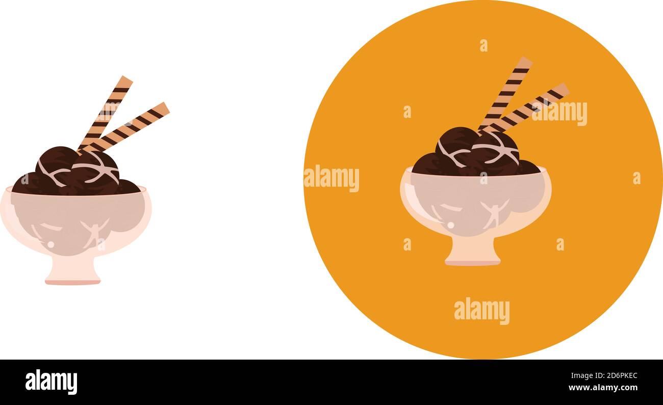 Ice cream in a bowl ,illustration, vector on white background Stock ...