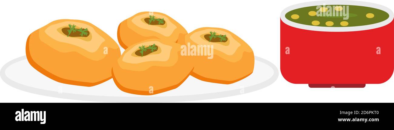 Tasty pani puri ,illustration, vector on white background. Stock Vector
