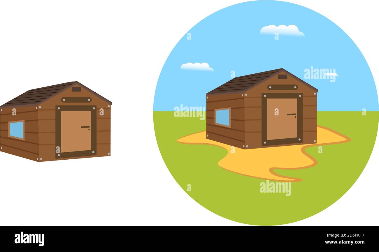 Wooden shed ,illustration, vector on white background. Stock Vector