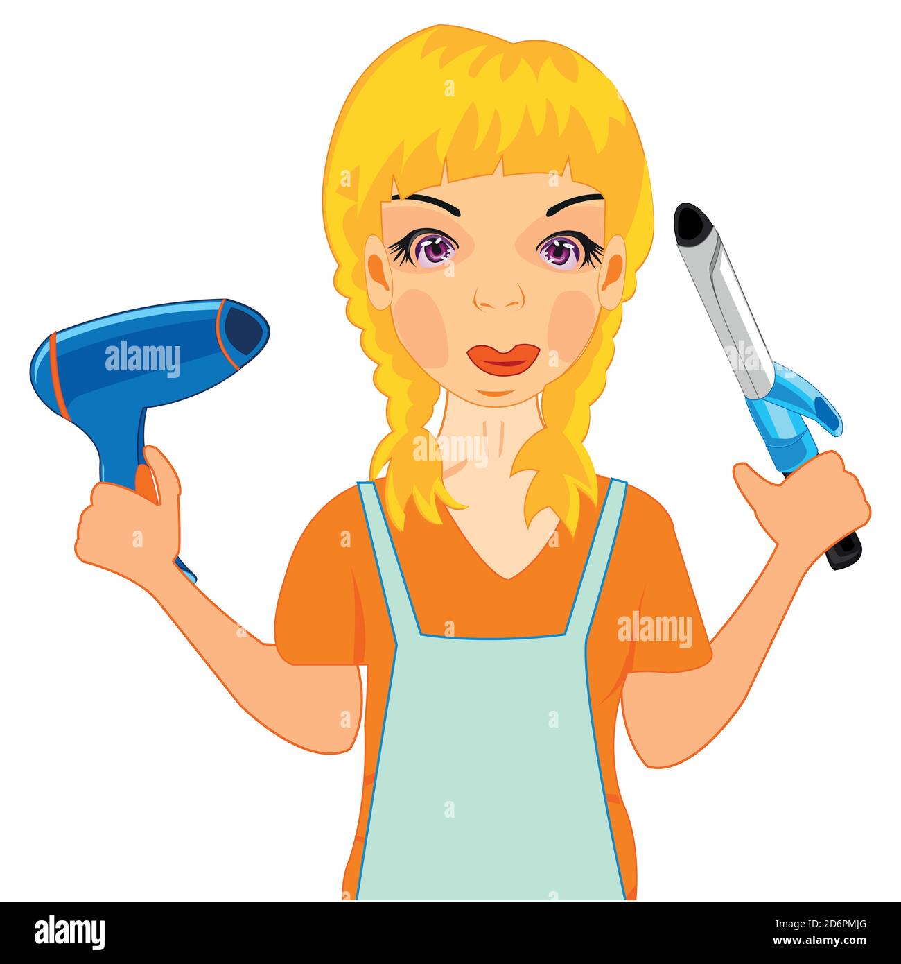 Girl master in salon of the beauty on white background is insulated Stock Vector