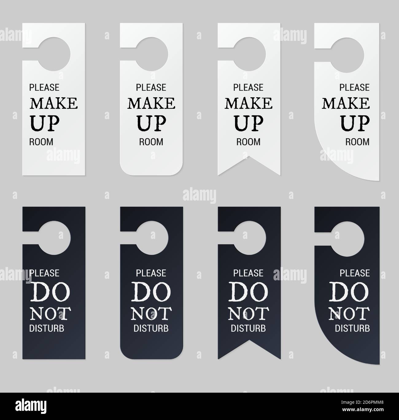 Door hangers for hotel room. Set of white and black label ...