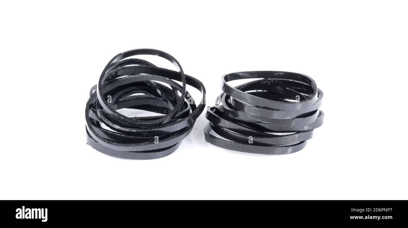 Elastic bands on a white background Stock Photo - Alamy