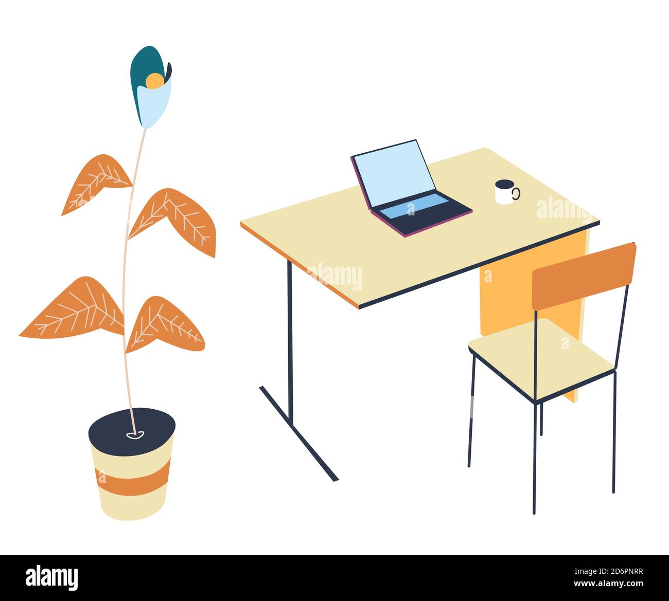 Office or home workplace interior design, minimalist space Stock Vector