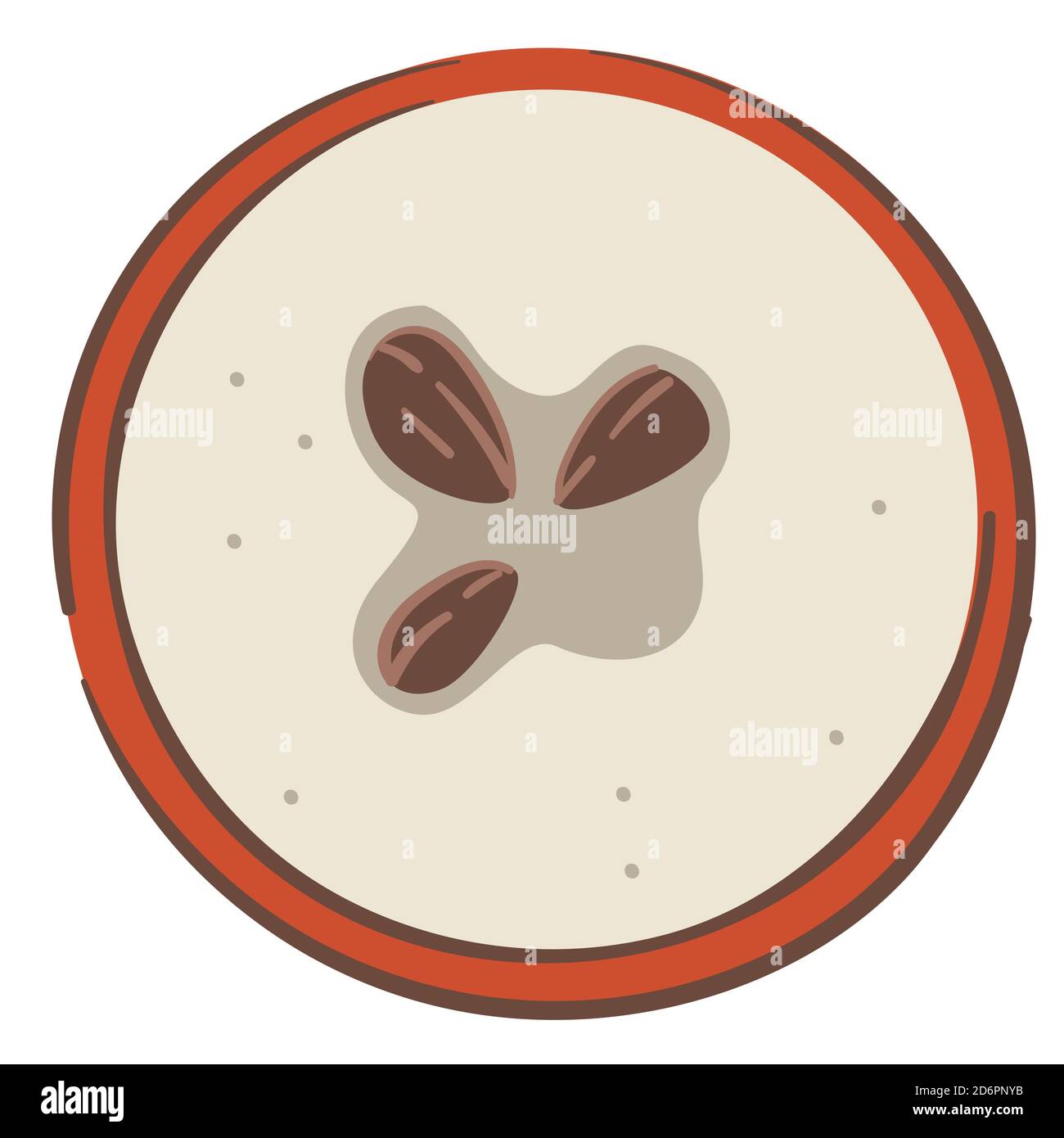 Slice of apple fruit with seeds, closeup vector Stock Vector