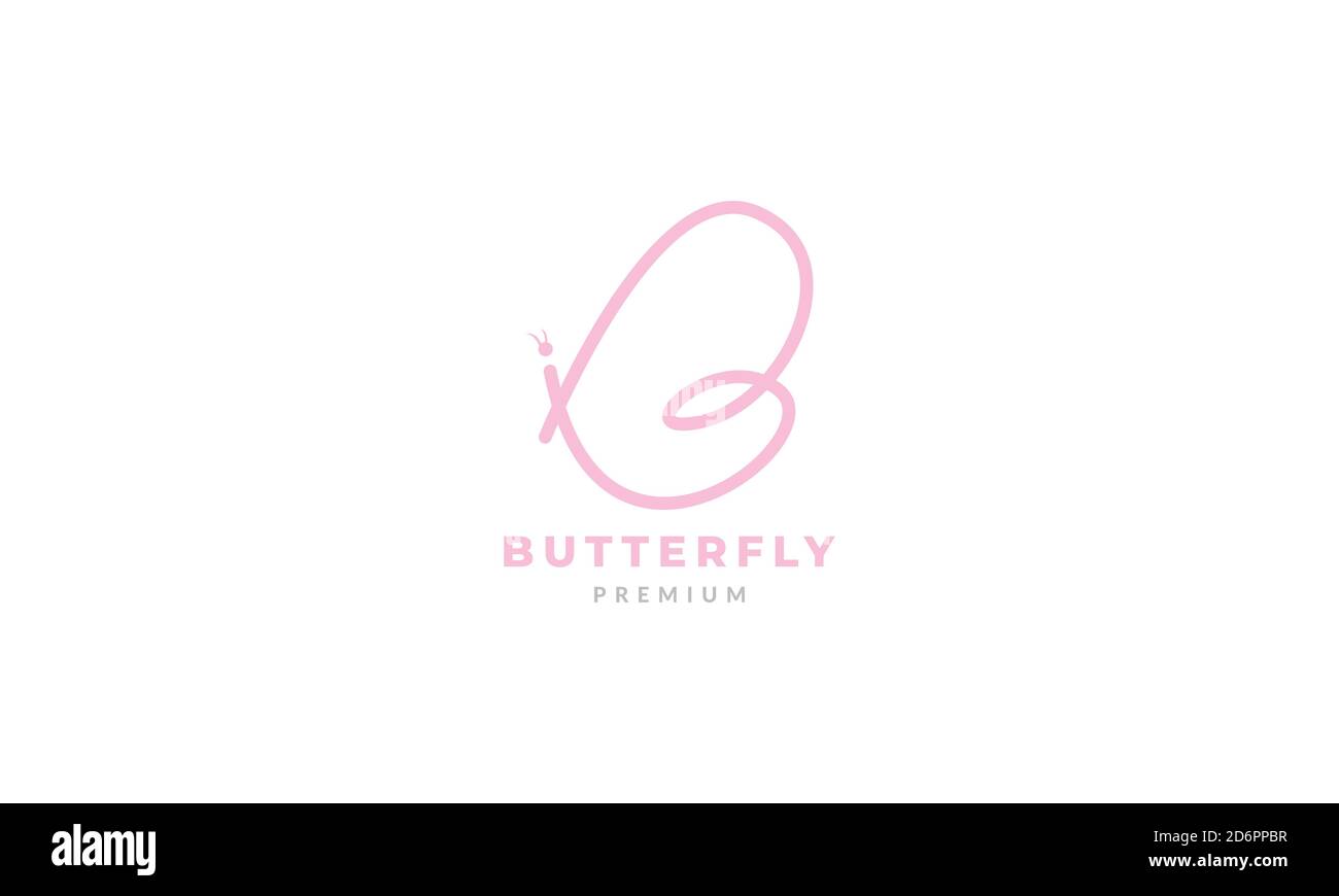 initial B or letter B animal insect butterfly lines logo vector icon ...