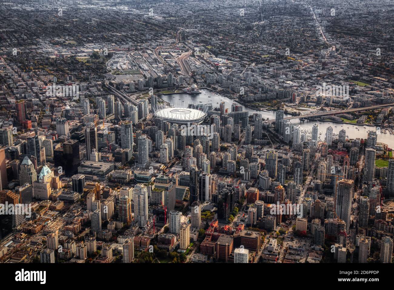 Aerial view of the City Buildings in Vancouver Downtown Stock Photo