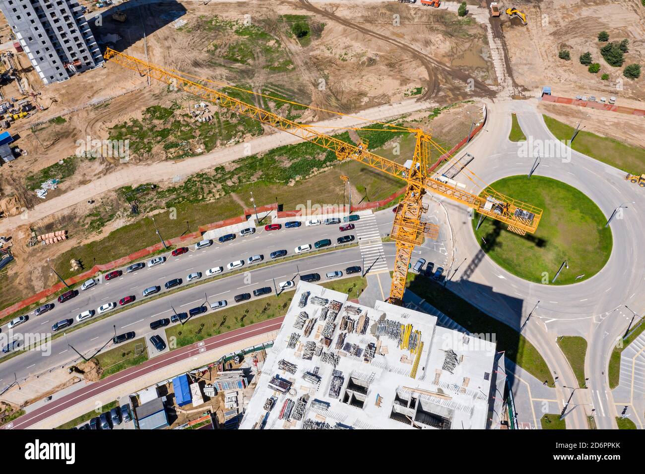 new residential area under construction. construction site viewed from above Stock Photo