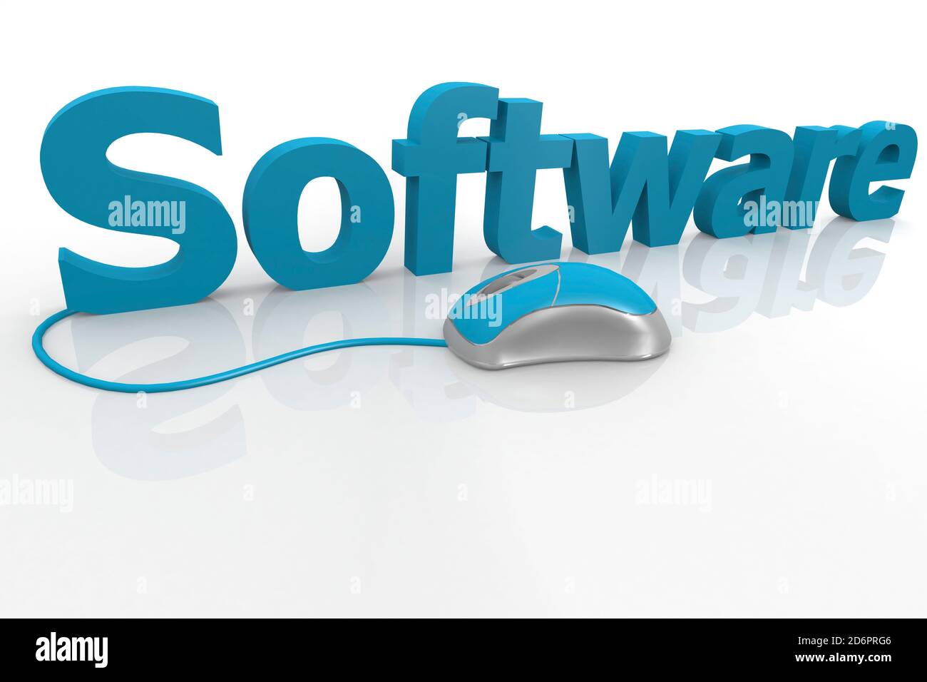 Blue computer mouse and software word, 3D rendering Stock Photo - Alamy