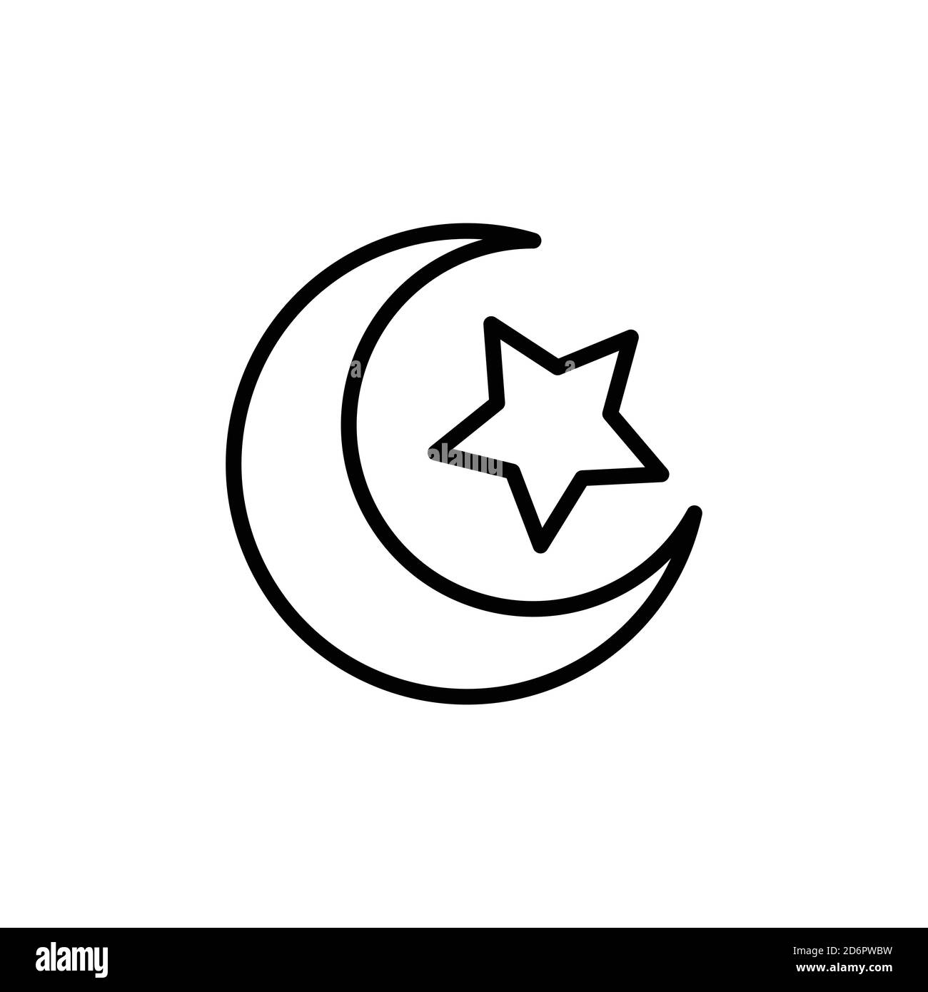 Crescent moon and star line symbol. Design template vector Stock Vector