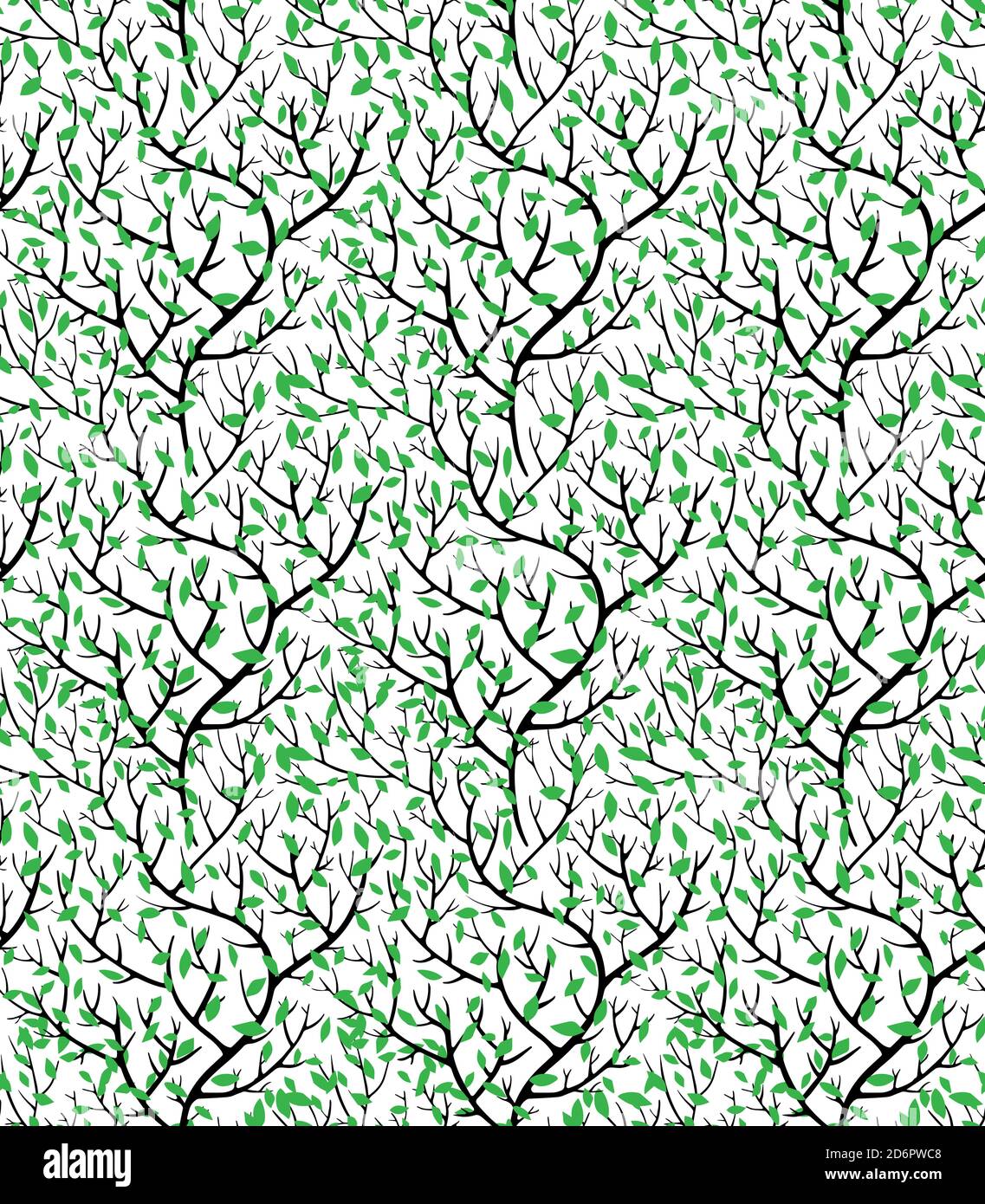 Green shoots with leaves, spring branches with foliage Stock Vector