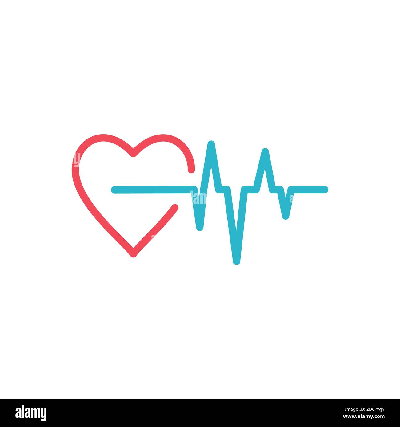 Red heart with ekg medical design. Stock vector illustration isolated on white background. Stock Vector