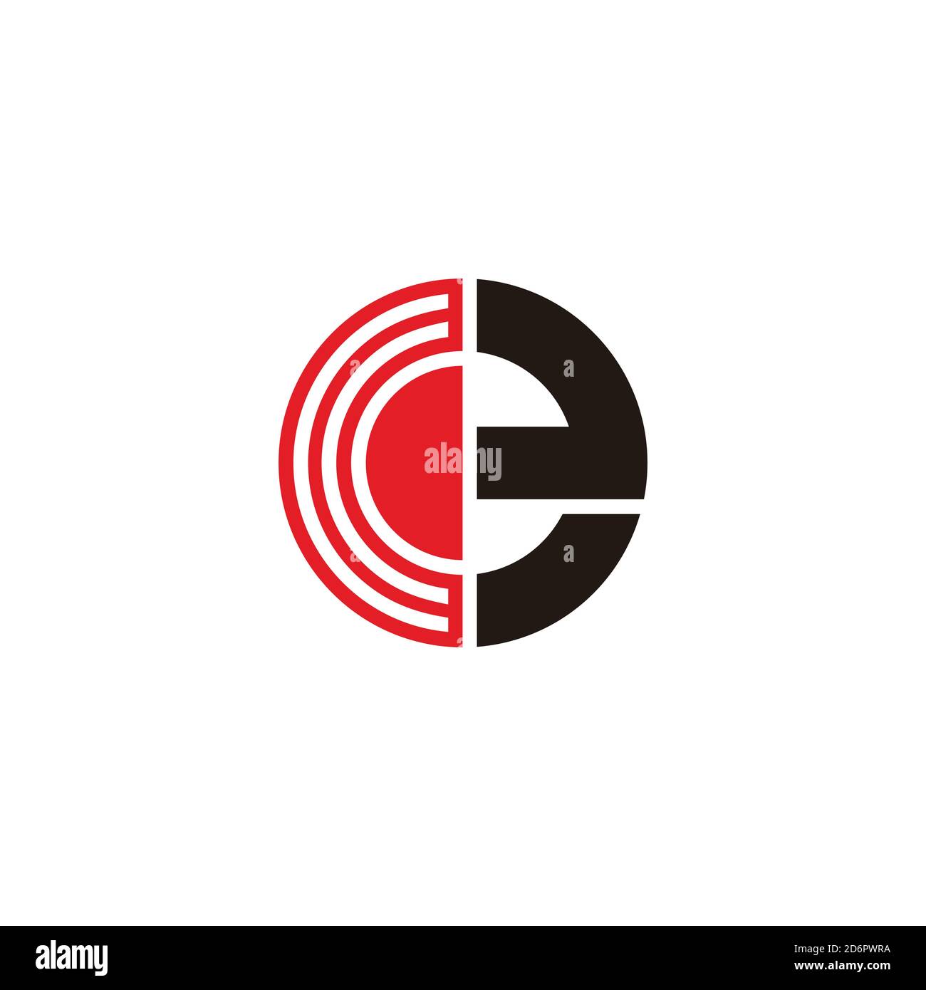 abstract letter ce simple stripes geometric circle logo vector Stock Vector