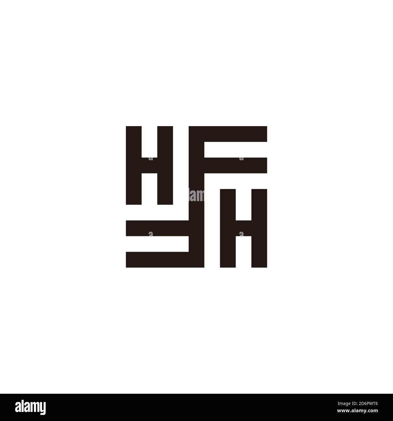 abstract letter hf circle geometric line square logo vector Stock Vector