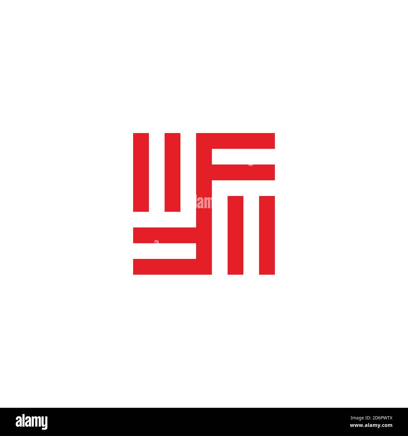 abstract letter ff circle geometric line square logo vector Stock Vector
