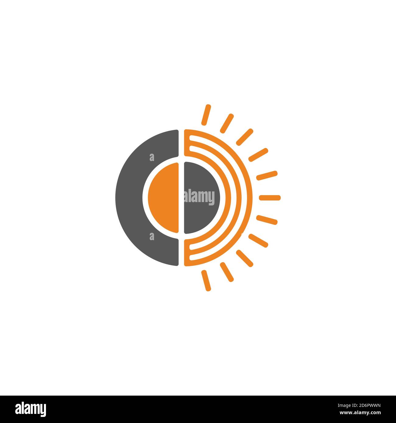 letter cd sun rays circle geometric design logo vector Stock Vector