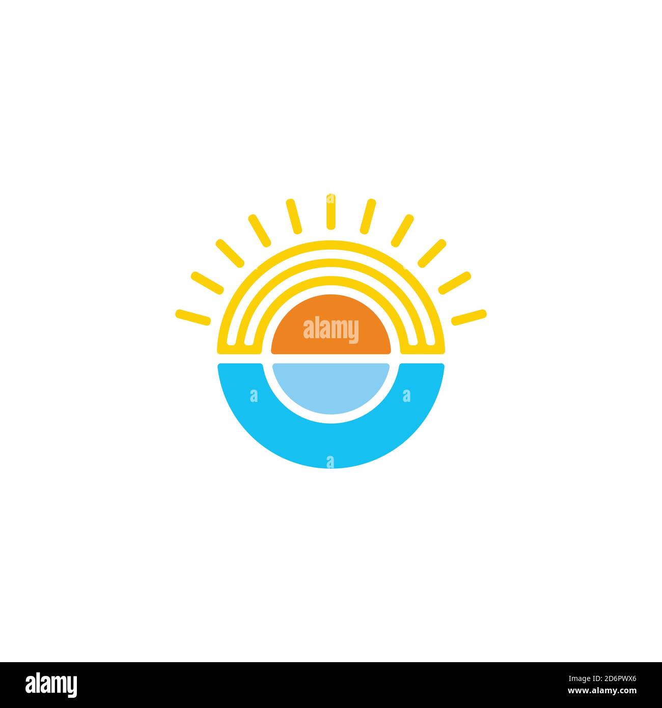 sun and ocean circle geometric colorful logo vector Stock Vector