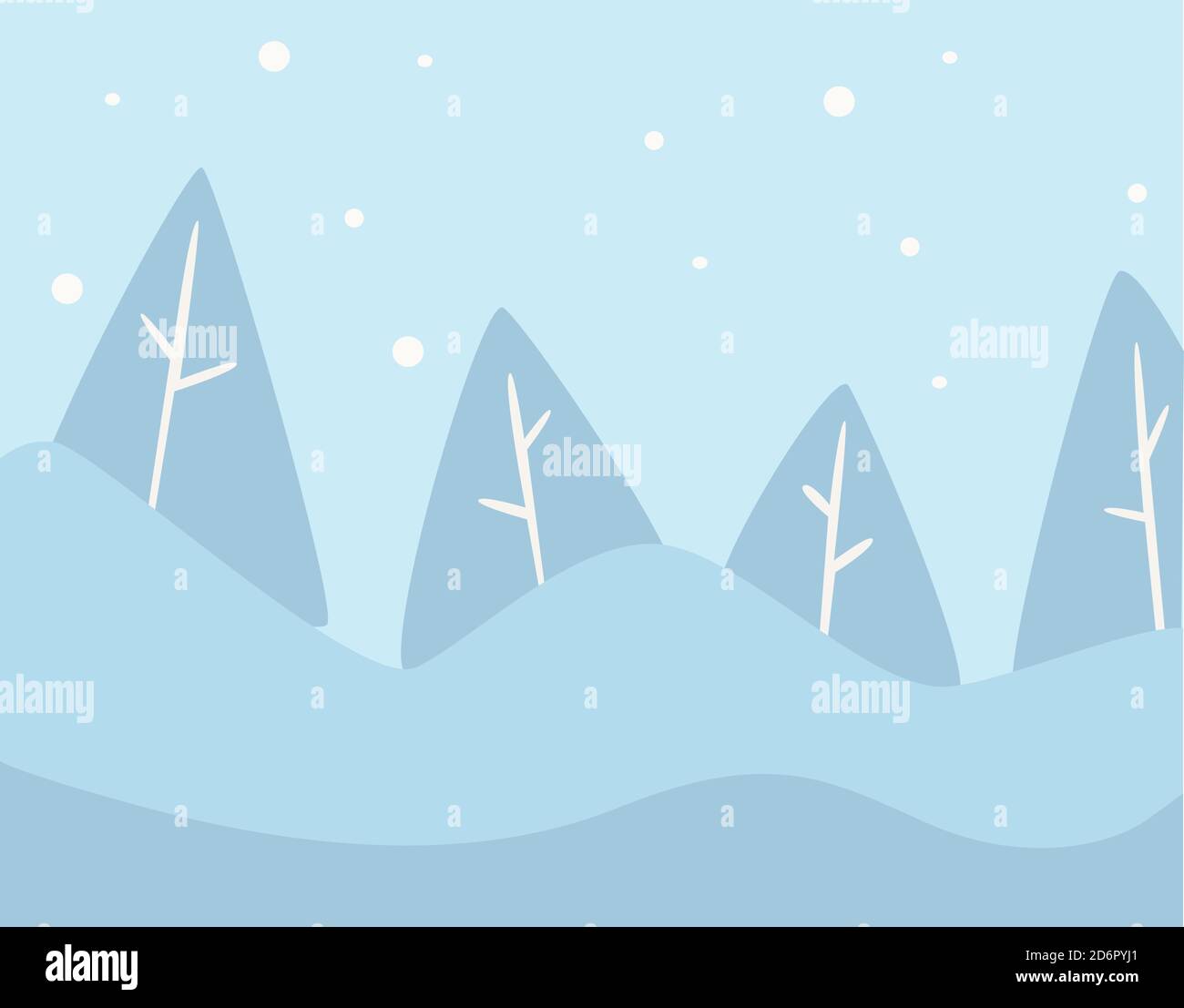 Pine tree winter landscape with snowy hills vector Stock Vector
