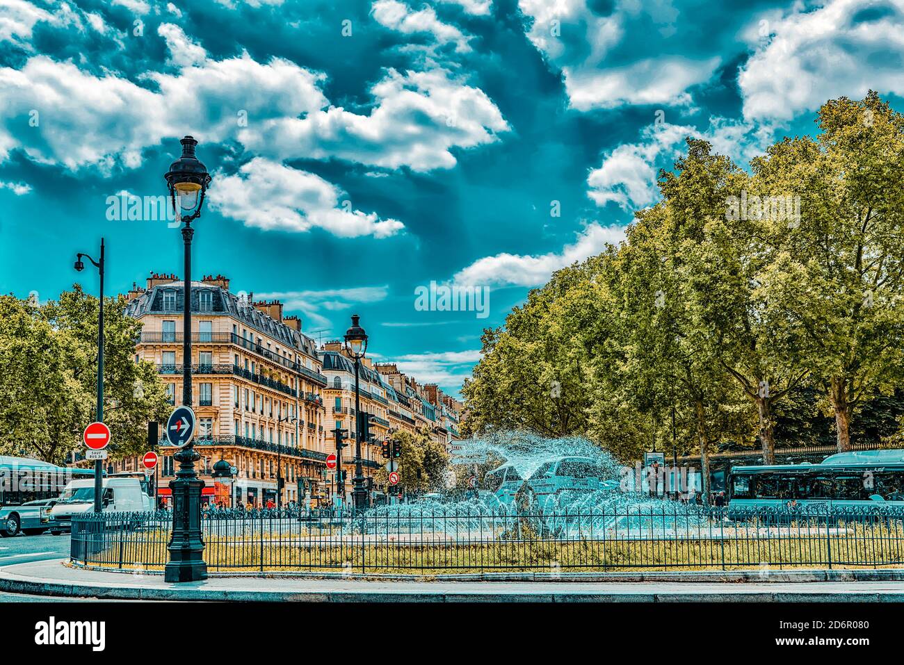 PARIS, FRANCE - JULY 08, 2016 : Fontaine Rostand near Luxembourg Palase and park in Paris, France. Stock Photo