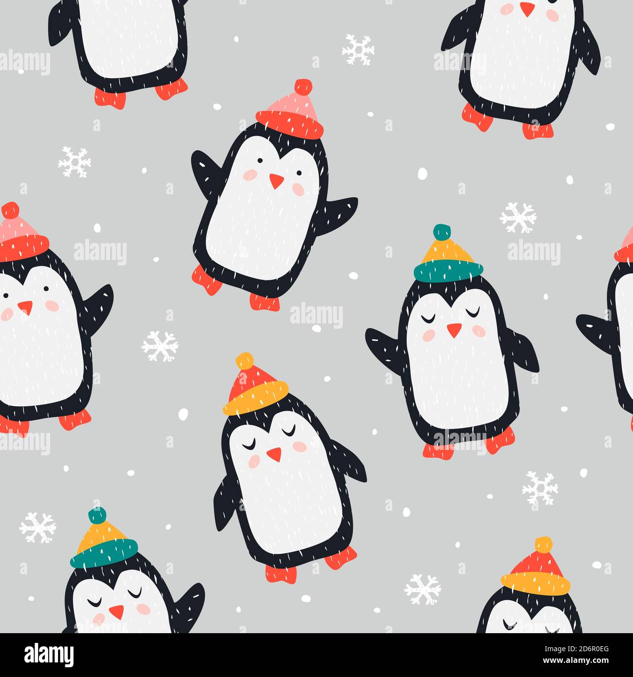 Childish seamless pattern with cute penguin. Creative texture for fabric and textile Stock Vector