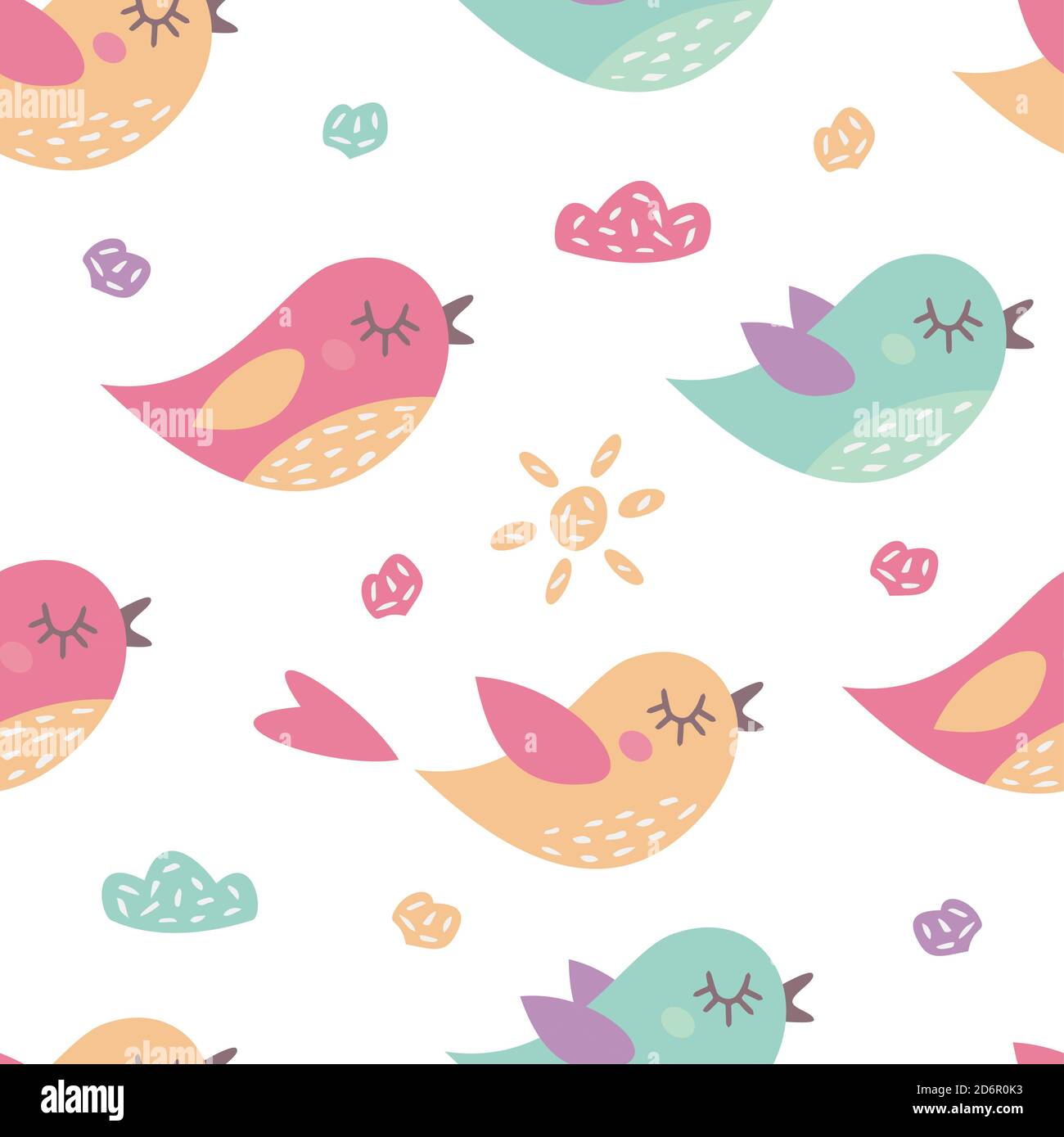 Childish seamless pattern with cute birds . Creative texture for fabric and textile Stock Vector