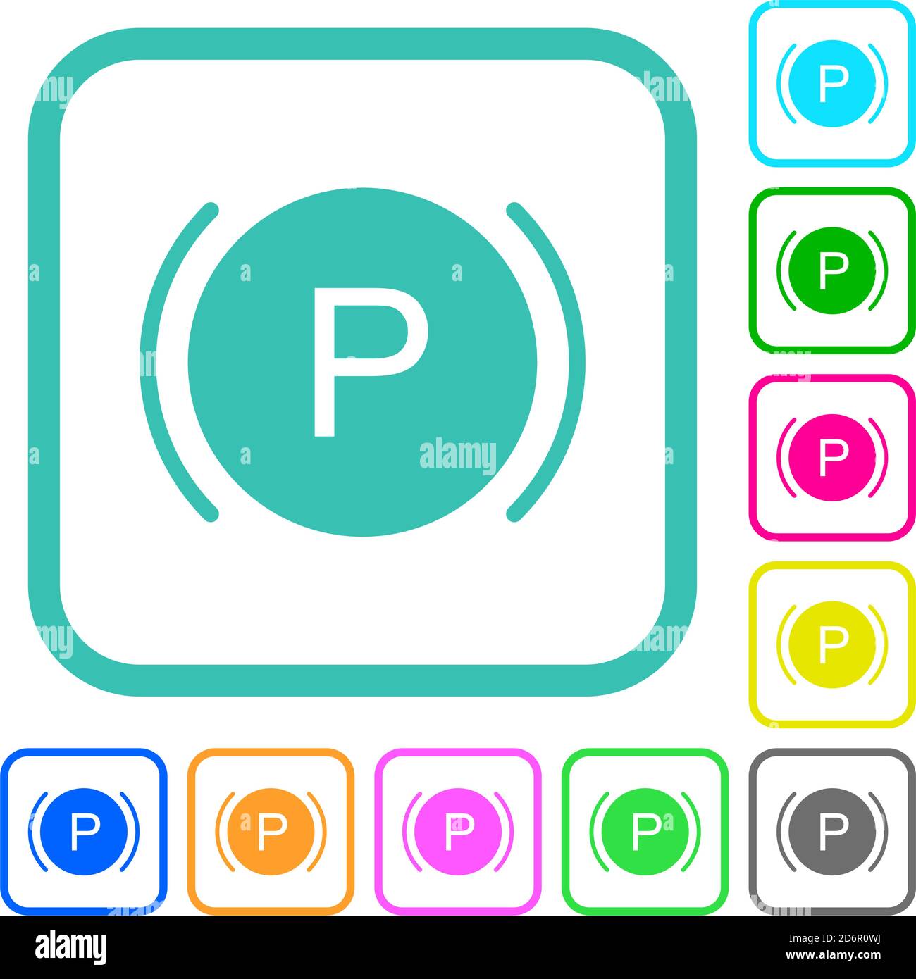 Car dashboard brake warning indicator vivid colored flat icons in