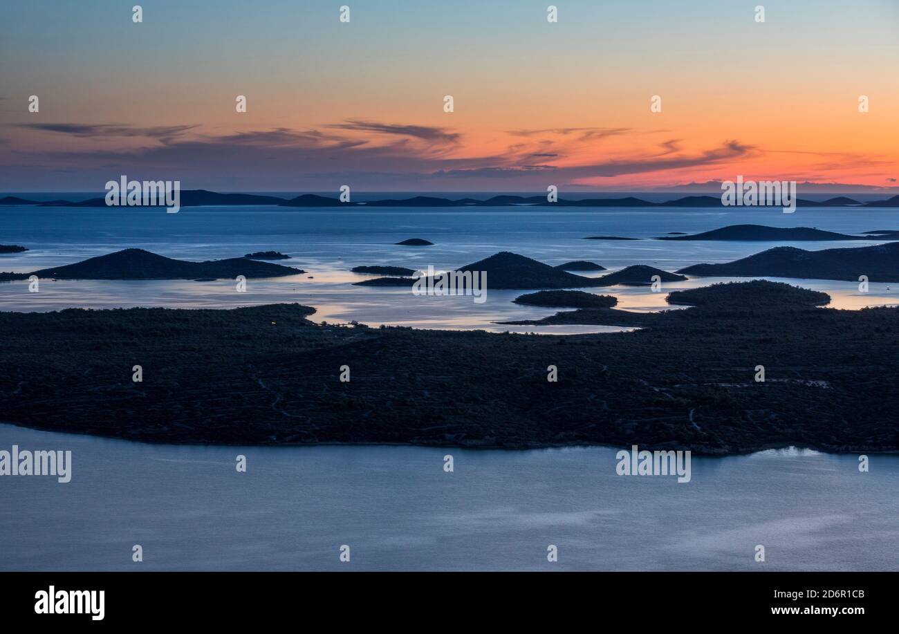 Vrana lake Nature park, view to the coast and Kornati islands in a distance Stock Photo