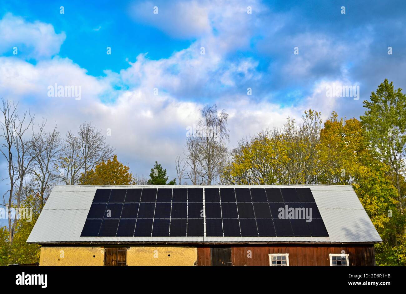 solar panels on barn roof in Sweden Stock Photo Alamy