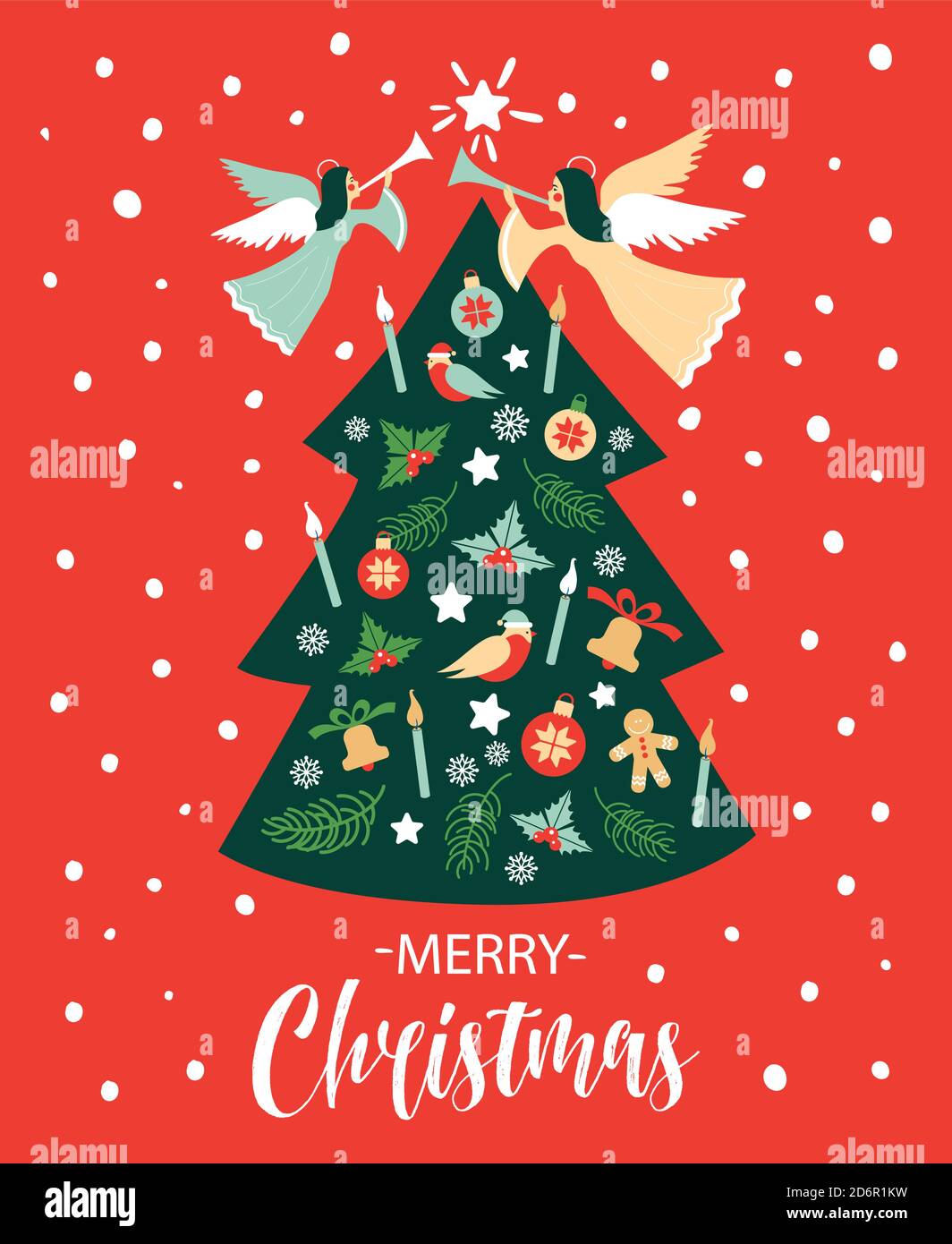 Illustration christmas tree angel hires stock photography and images