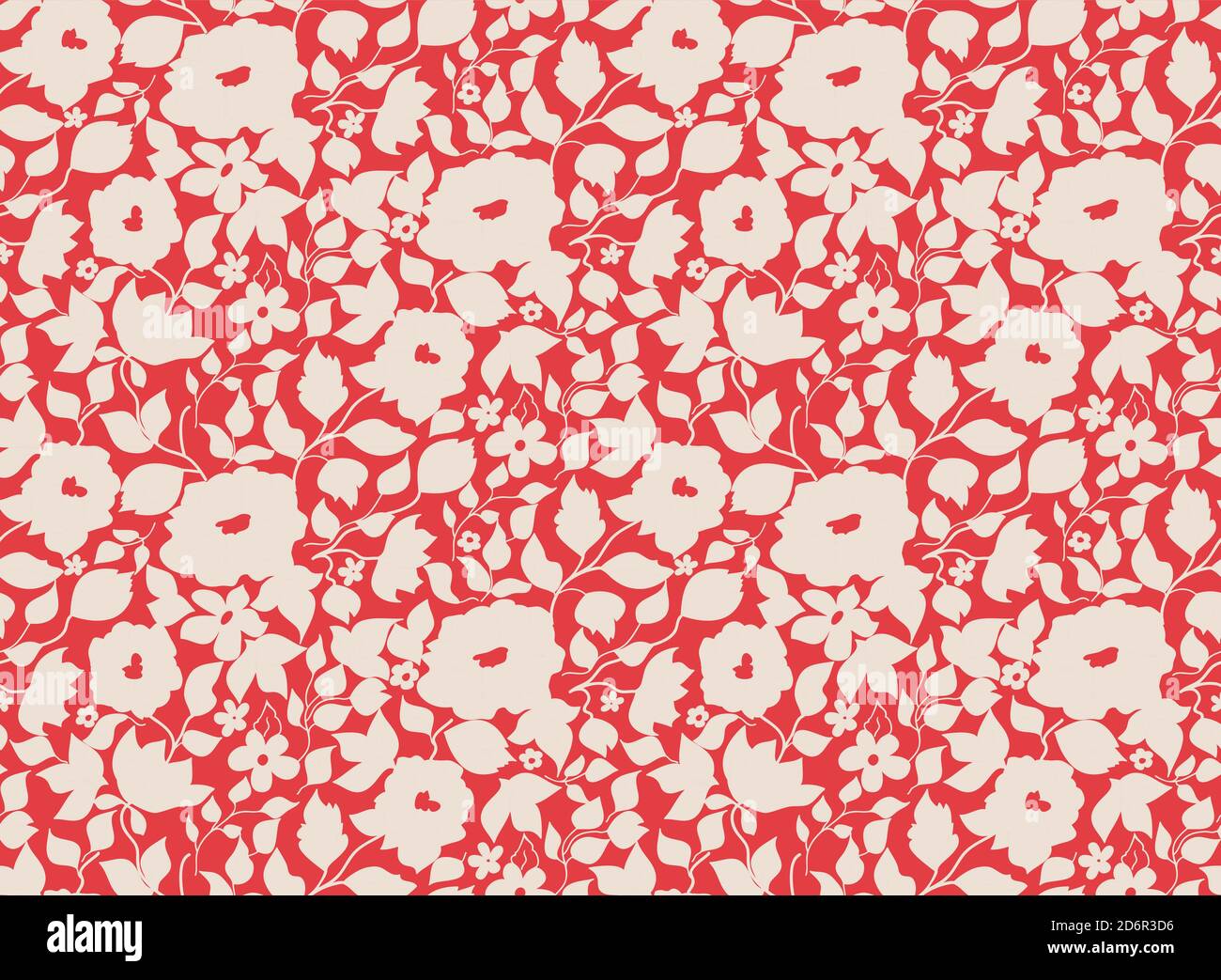 Seamless floral pattern in folk style with wildflowers, leaves. Hand ...
