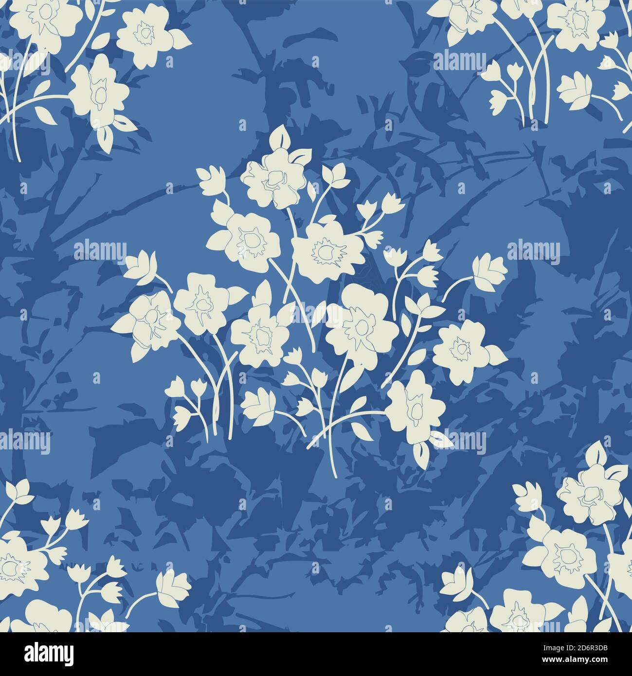 Seamless floral pattern in folk style with wildflowers, leaves. Hand ...