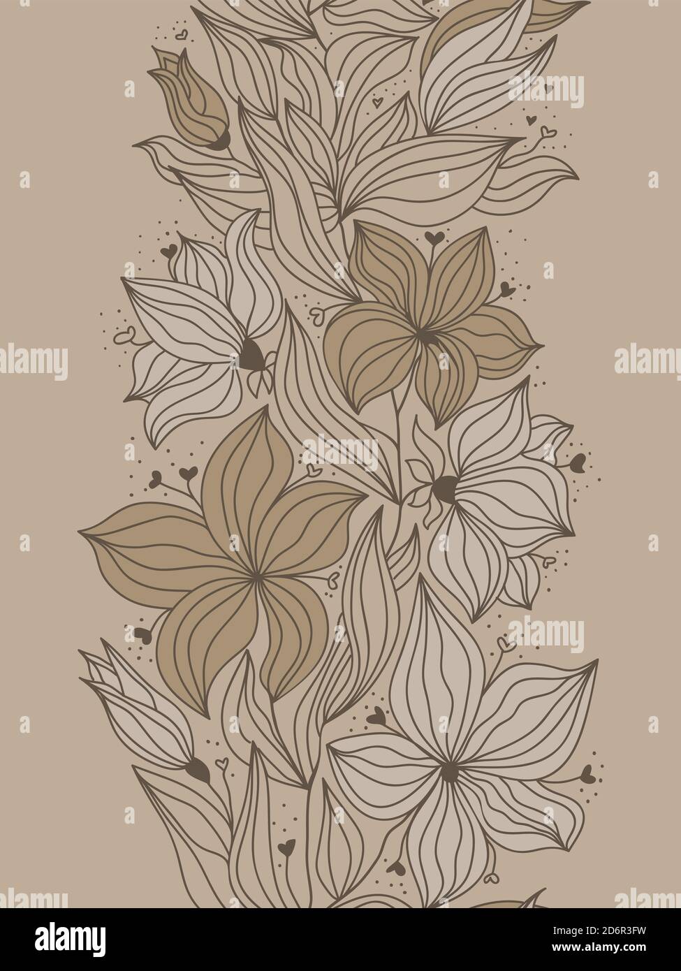 tender white flowers in vertical seamless pattern Stock Vector