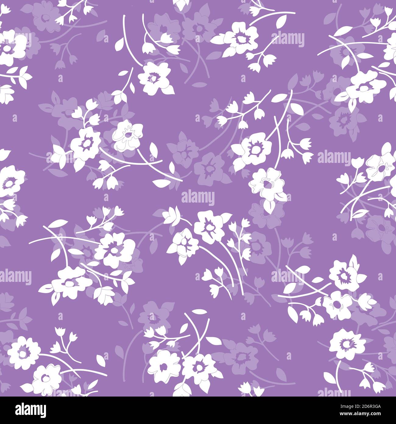 Seamless floral pattern in folk style with wildflowers, leaves. Hand ...