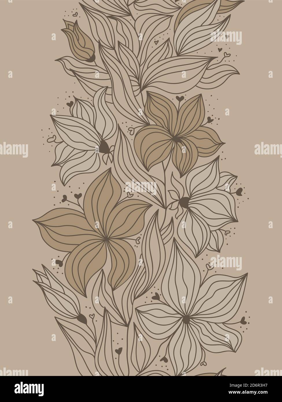 tender white flowers in vertical seamless pattern Stock Vector
