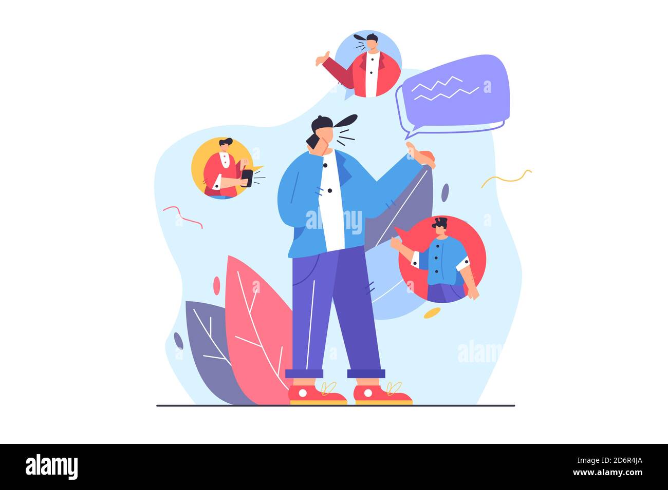 The guy calls his friends on the phone Stock Vector