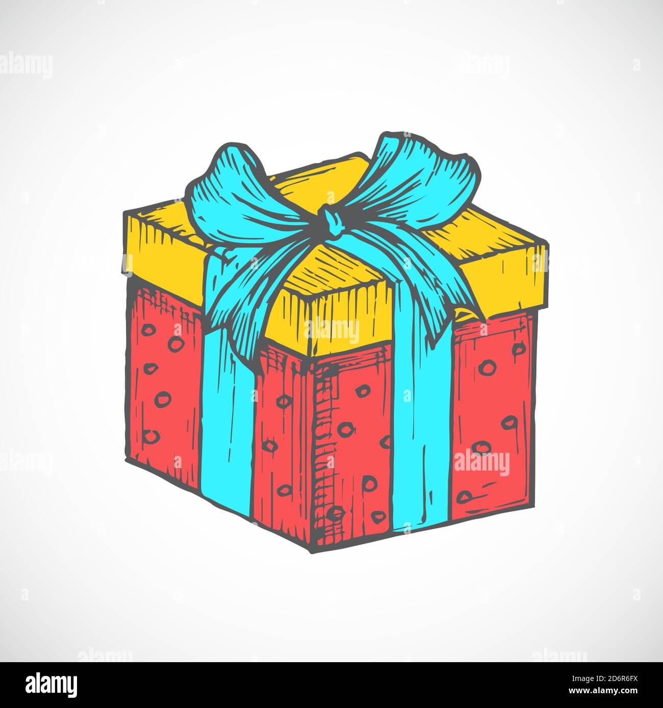 Hand Drawn Colorful Birthday or Christmas Gift or Present Box with Ribbon  Illustration. Abstract Vector Sketch. Holiday Engraving Style Drawing Stock  Vector Image & Art - Alamy