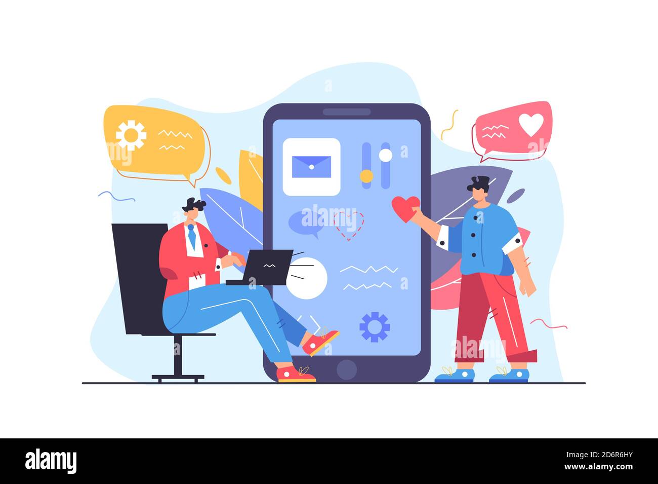 Two guys are customizing the user interface Stock Vector