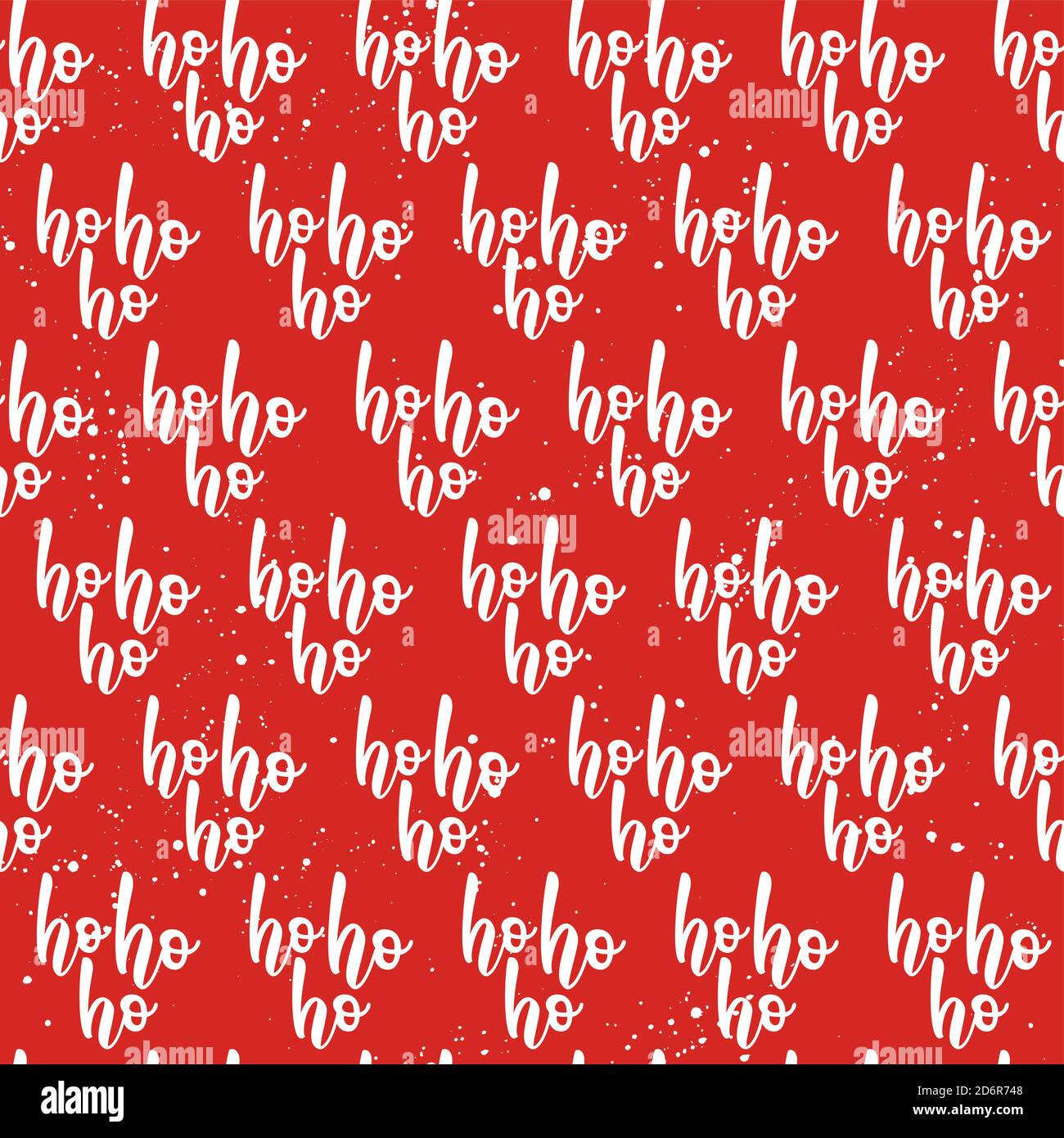 Red seamless pattern with white Ho Ho Ho words. Santa laughing - funny hand drawn doodle, seamless pattern. Lettering poster or t-shirt textile graphi Stock Vector