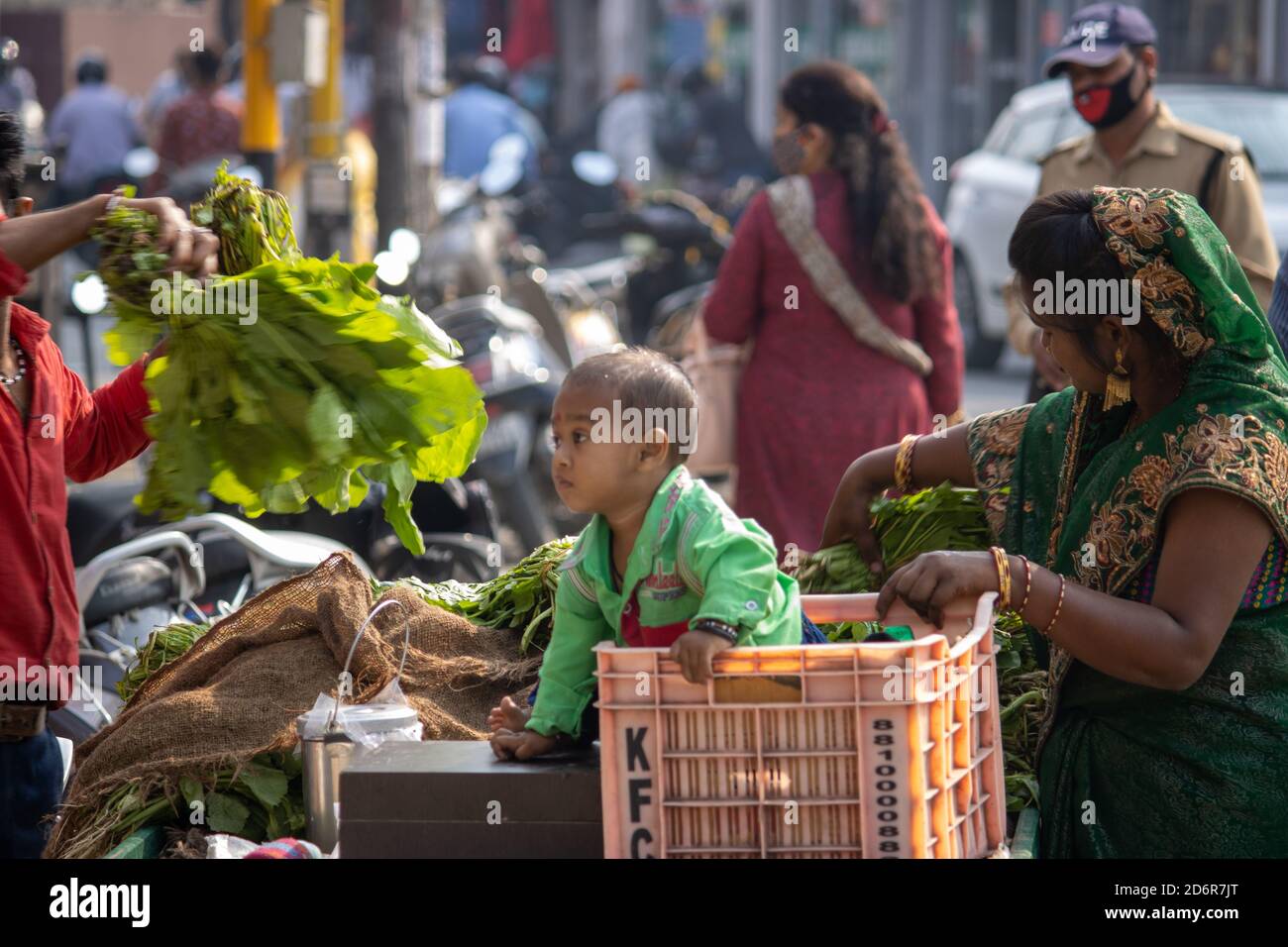 Dehradun, Uttarakhand/IndiaOctober 14 2020A poor women selling
