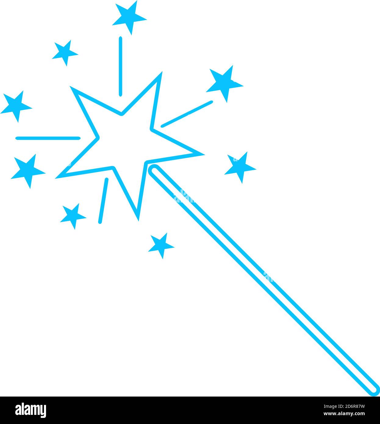 Magic wand icon flat. Blue pictogram on white background. Vector illustration symbol Stock Vector