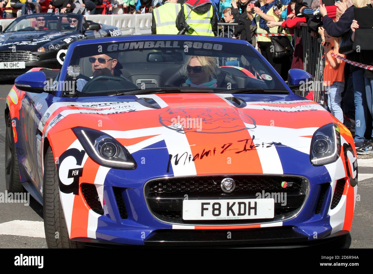 Gumball 3000 rally arrived at Glasgow Prestwick Airport, when the cars head  over to Edinbugh for the start. The Gumball 3000 Rally in 2014 had a route  from Miami, through Atlanta to