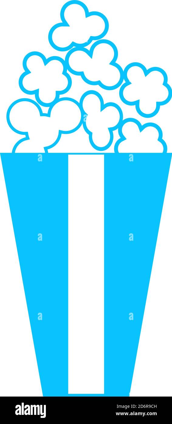 Popcorn icon flat. Blue pictogram on white background. Vector ...